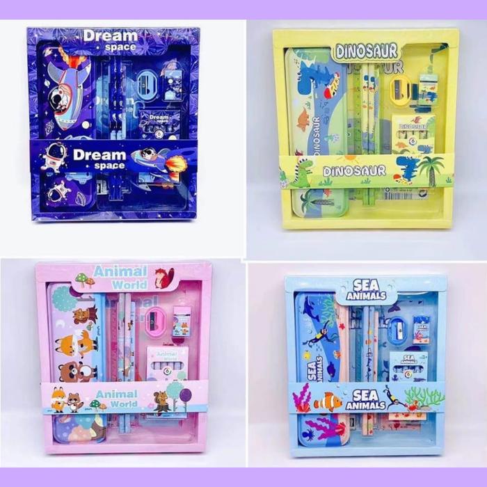 

BERGARANSI LUCKY CAT - 5 IN 1 SET STATIONERY ALAT TULIS SEKOLAH SET STATIONERY TEMPAT PENSIL