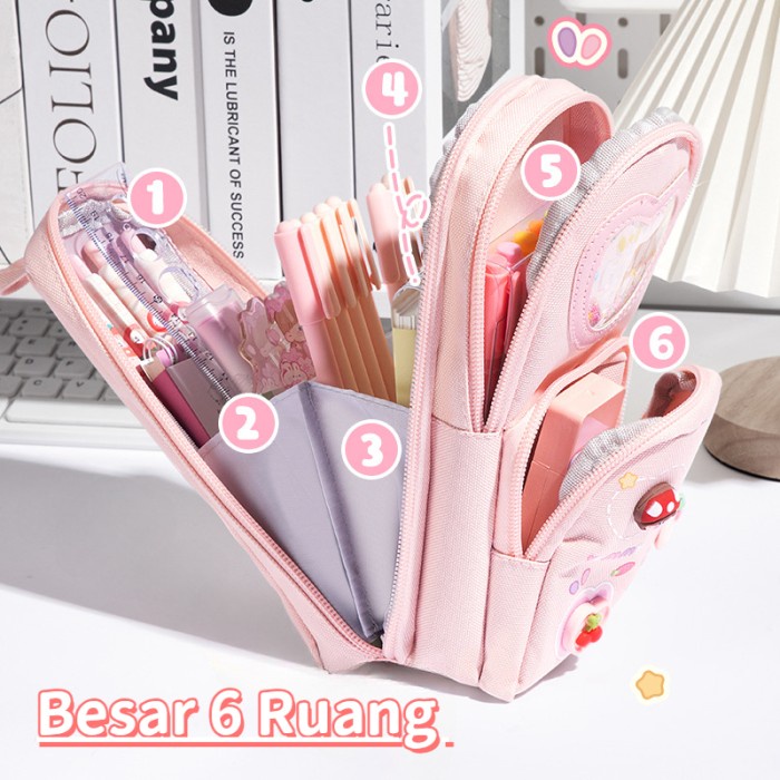 

TERUJI NEW Kotak pensil kapasitas besar/tempat pensil anak perempuan/gadis lucu pink kotak pensil