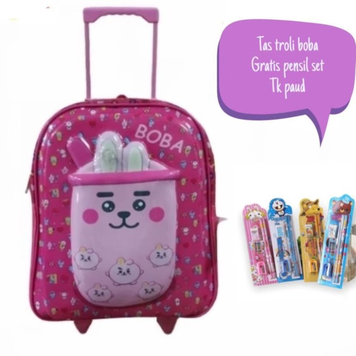 

CUCI GUDANG TAS RANSEL TROLI BOBA LED TK - FREE ATK - TAS ANAK SEKOLAH DORONG