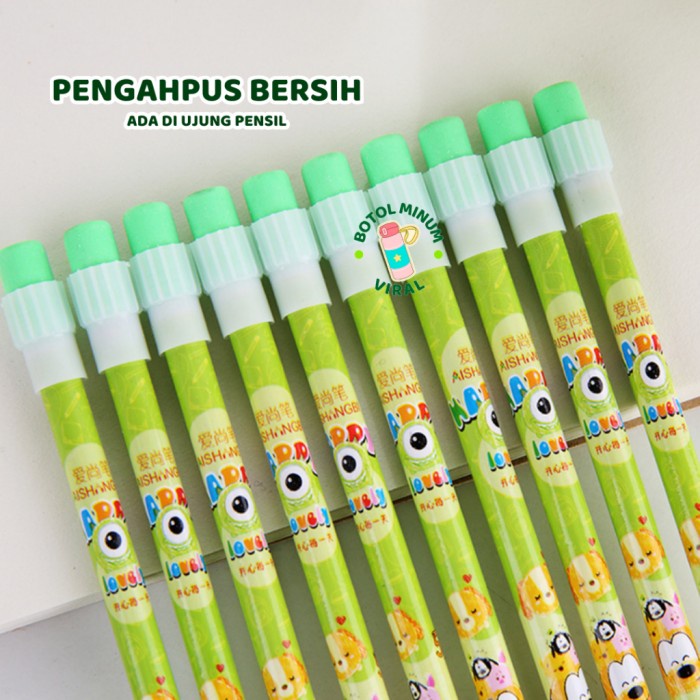 

BOOM SALE ;; Pensil Kayu Karakter Lucu Set Isi 12 pcs Anak Sekolah Kado Suvenir