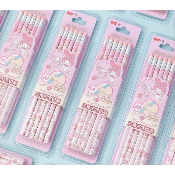 

TERLENGKAP Set pensil anak sekolah HB penghapus isi 12 ori sanrio my melody (rio)