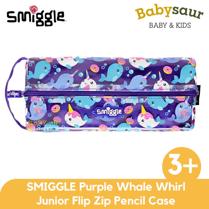 

BOOM SALE SMIGGLE 100% Original Purple Whale Whirl Junior Flip Zip Pencil Case Peralatan Sekolah