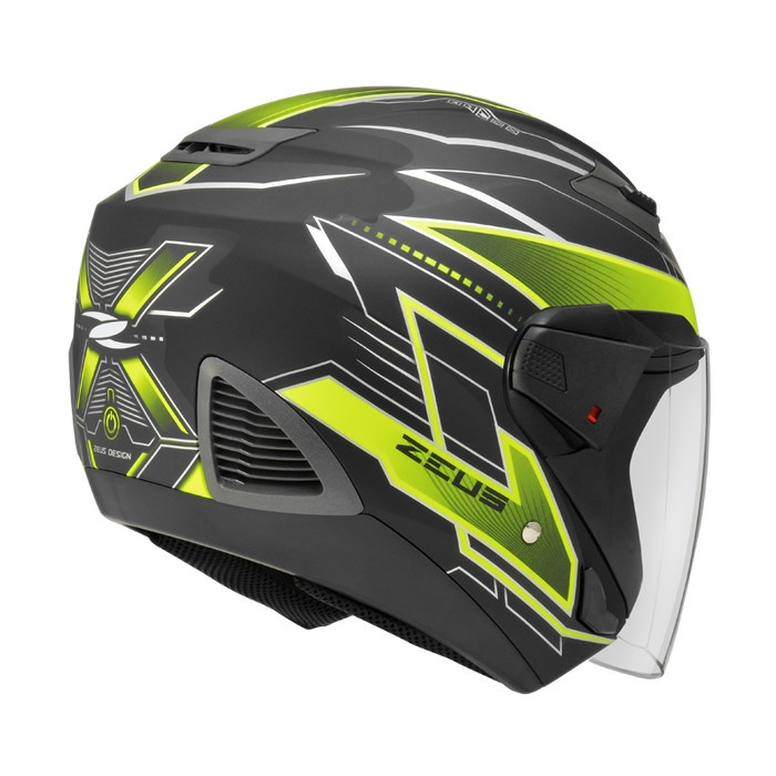 Helm Half Face Zeus 611 Black Yellow S Techno