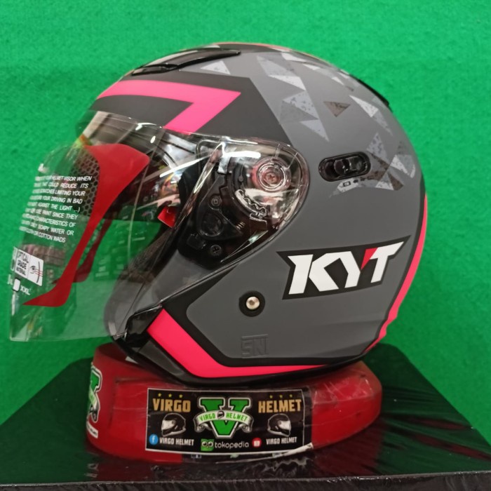 Helm Kyt Dj Maxi Motif #1 Matt Gorila Grey Fuxia Pink