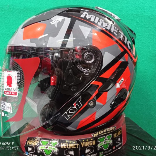 Kyt Helm Galaxy Slide Flat R#Black Red Fluo Solid Flat Visor