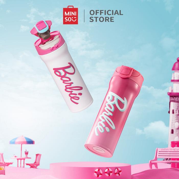 TERBARU Miniso x Barbie Collection Botol Cangkir Termos Botol Terisolasi Dengan Tutup Flip-Lift Baja
