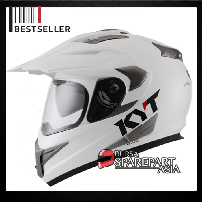 Helm Kyt Enduro Supermoto White Solid Full Face Cross