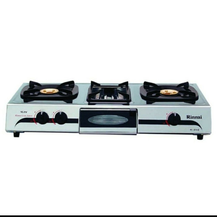 Kualitas terbaik] RINNAI KOMPOR GAS RINNAI RI514E 3 TUNGKU + GRILL PEMANGGANG