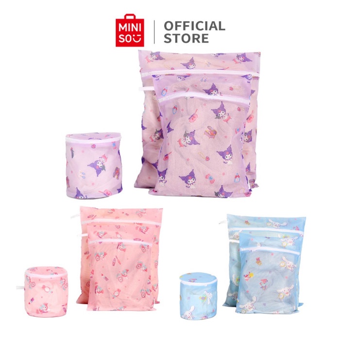 BELANJA MINISO X SANRIO WASHING BAG LAUNDRY KANTONG JARING 3PCS LAUNDRY BAG CINNAMOROLL / KUROMI /