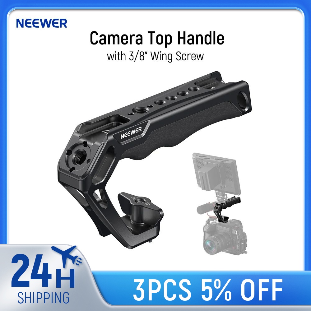OSBO Camera Top Handle with 3/8" Screw & Locating Pins for ARRI, Nonslip Silicone Grip Compatible wi