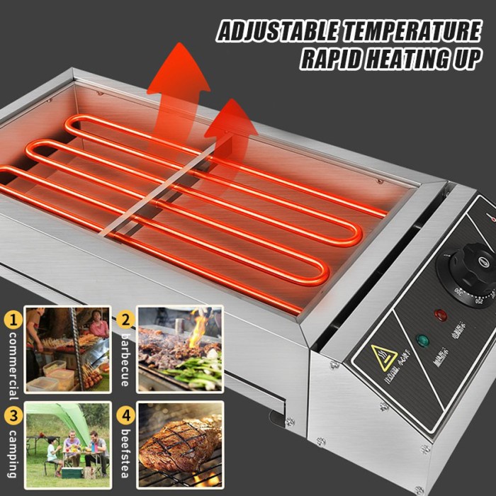 PANGGANGAN BBQ GRILL LISTRIK BESAR STAINLESS STEEL KOMPOR ALAT PEMANGGANG SATE DAGING SOSIS LISTRIK