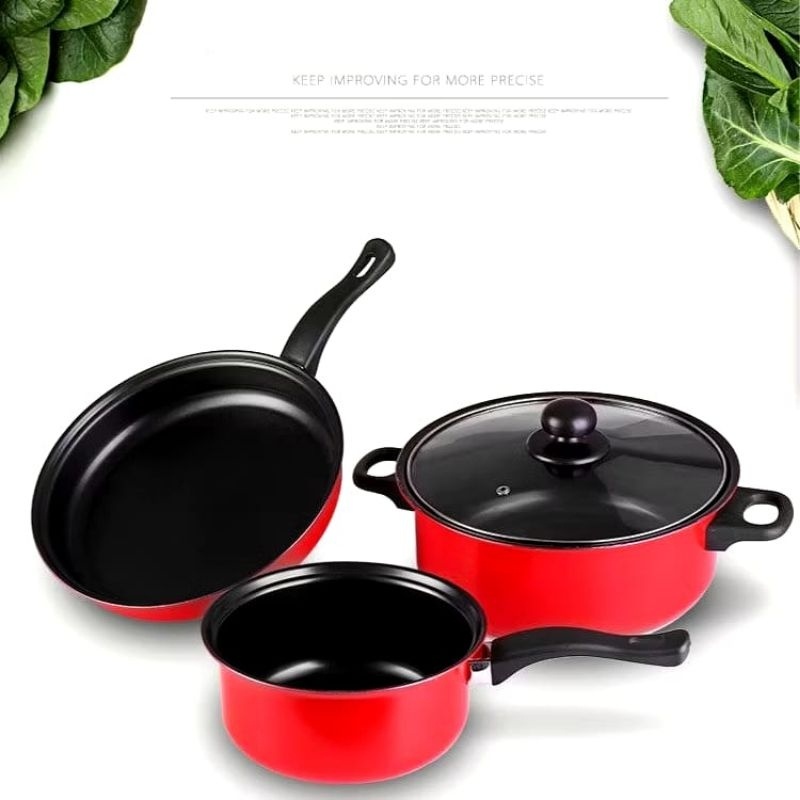 Diskon Spesial  Panci Wajan Teflon Set 3In1 Panci Teflon Pengorengan Anti Lengket 1 Set Isi 3Pcs