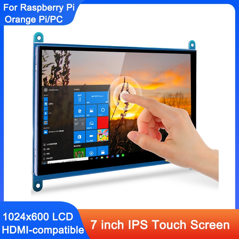 MEPI 7 Inch Touch Screen 1024x600 HDMI-compatible LCD IPS Display WIth Acrylic Holder for Raspberry 