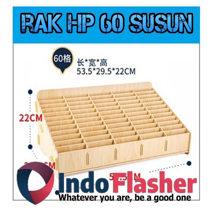 60 SLOT RAK KAYU SERBAGUNA RAK HP 12 24 36 48 60 SUSUN SLOT GRID