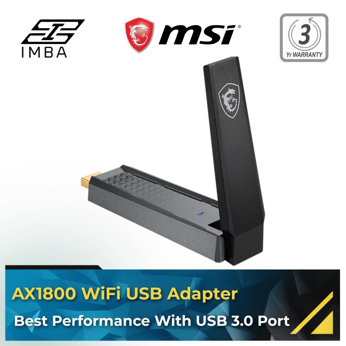 MSI AX1800 WiFi USB Adapter [2.4GHz, 5GHz]