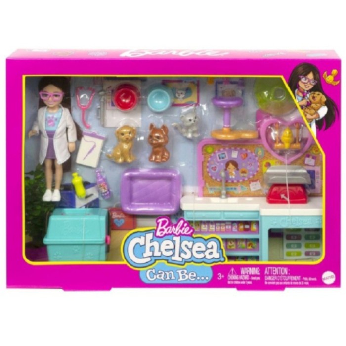 Barbie Mattel Chelsea Can Be Doll and Vet Dokter Hewan Playset w Pet