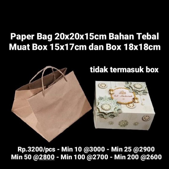 

Flashshow Paper Bag 20x20x15cm Bahan Tebal Muat Box 18x18 dan Mika Tumpeng Mini