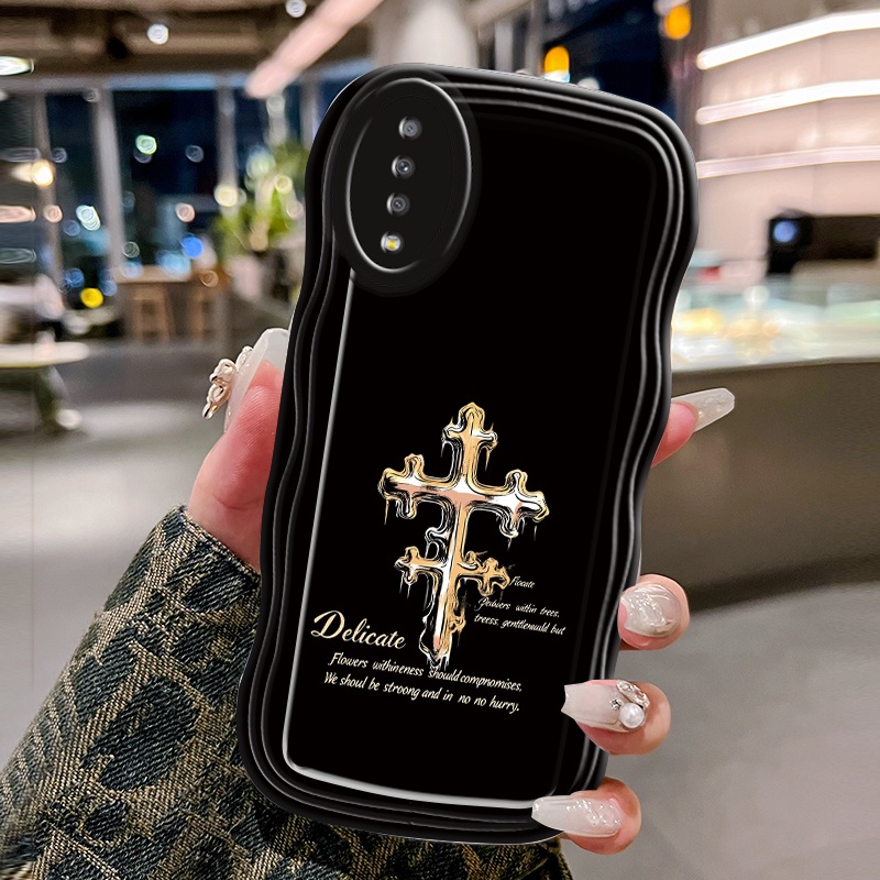 Casing Hp Untuk Samsung Galaxy A7 2018 Case Softcase Kesing ponsel Salib Emas Cesing kasingg silikon