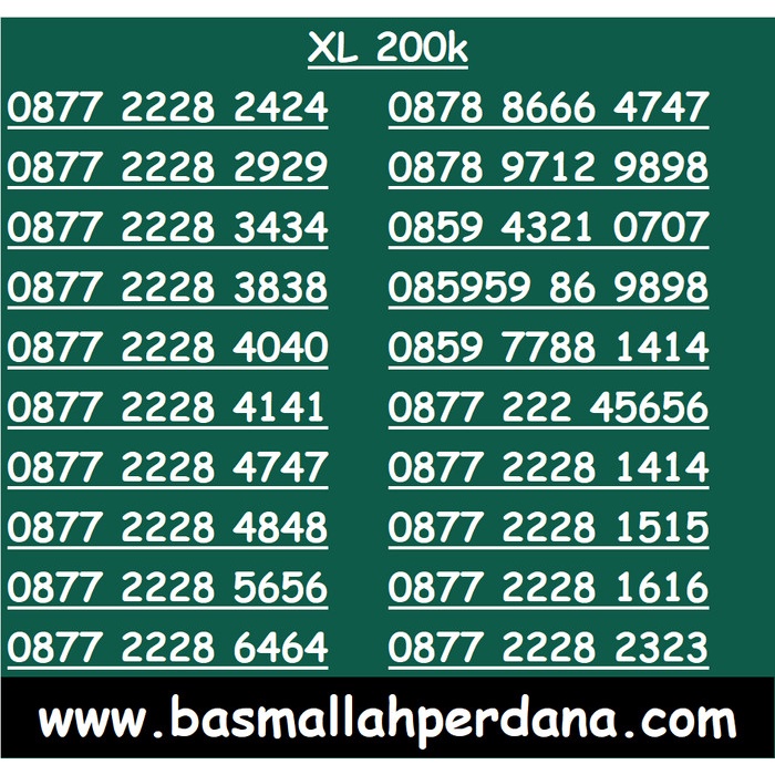 NOMOR CANTIK XL ABBA 1771 ABAB 2727 0817 1771 2727 RLY01 KODE 1317