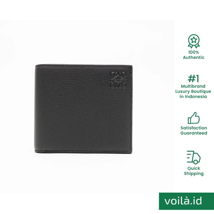 Loewe Embossed Anagram Soft Grained Calfskin Bifold Wallet Anthracite