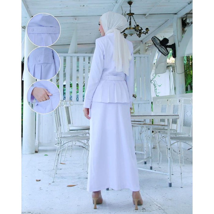 Baju Kerja Perawat Putih2 Model Lidah Shanghai Seragam Dinas Setelan Rok Span/Rok.A/Celana Panjang