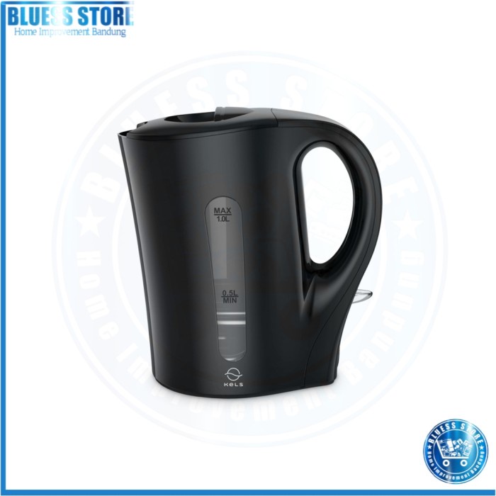 KELS DAVEN TEKO LISTRIK 1 LTR PEMANAS AIR ELEKTRIK WATER KETTLE HITAM