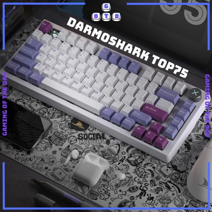 Darmoshark TOP75 TOP MOUNT Mechanical Keyboard Wireless with LED KNOB