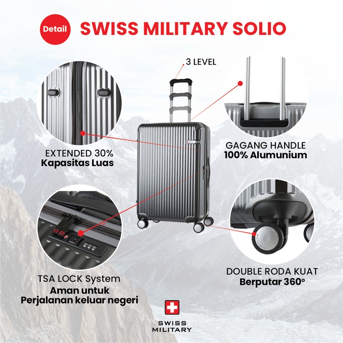 Swiss Military Solio Travel Luggage 18" & 26" Tas Koper
