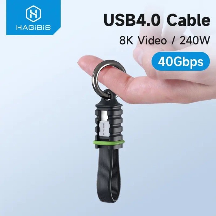 

HAGIBIS THUNDERBOLT 4 TYPE C TO C KEYCHAIN KIT 240W CABLE 8K 60Hz 40Gb Kode 31