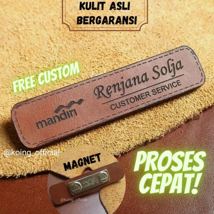 

NAME TAG NAMA DADA KULIT ASLI CUSTOM NAMA MODEL MAGNET PENITI Kode 629