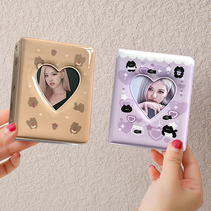 Ins Pink Cute Bear Love Photocard Holder Kpop Korea Idol Star Chasing Binder Photocard Collect Book