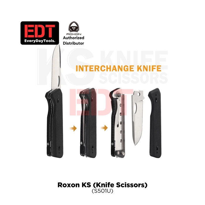 terbaru  roxon ks knife scissors replacable blade edc pocket knife ready