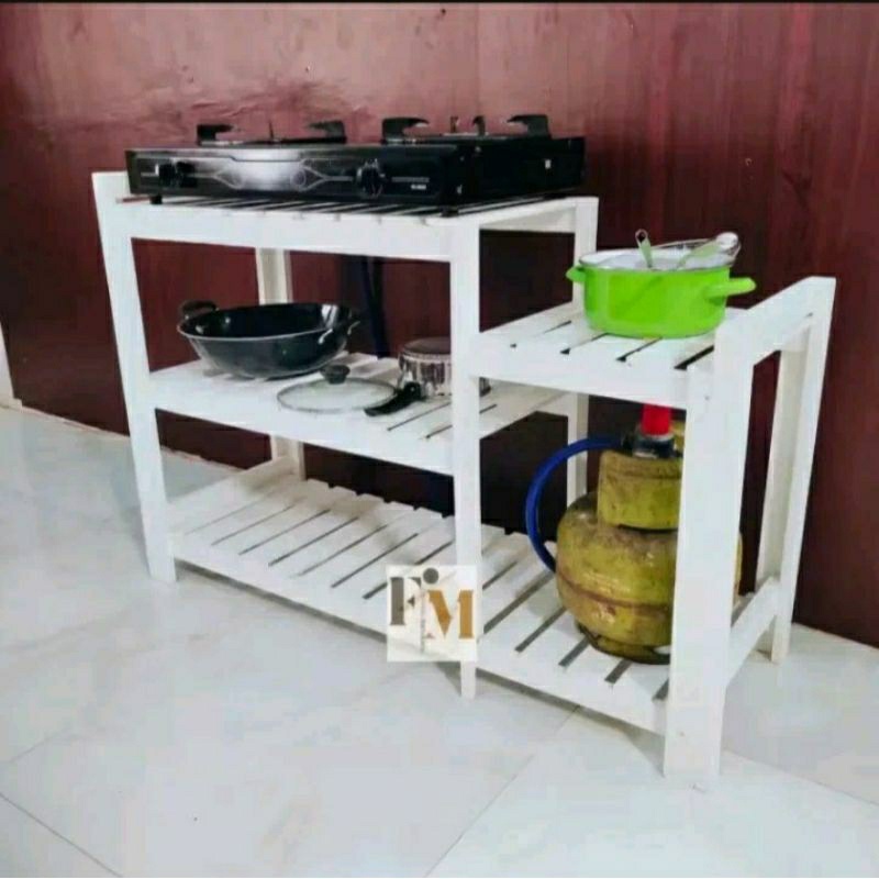 Ready Meja kompor 2 tungku meja dapur serbaguna
