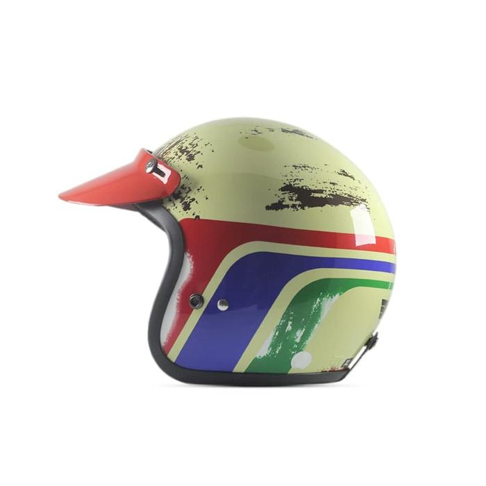 RIMC Helm Trail Vintage Klasik Tayeng Cream Helm Motor Trail Motorcycle