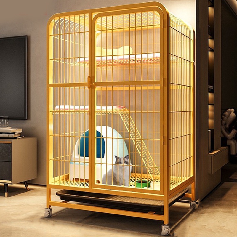 Simple Stainless Steel Pet Villa Duplex Luxury Cat House Dog House Large Space Free Activity Cat Dog