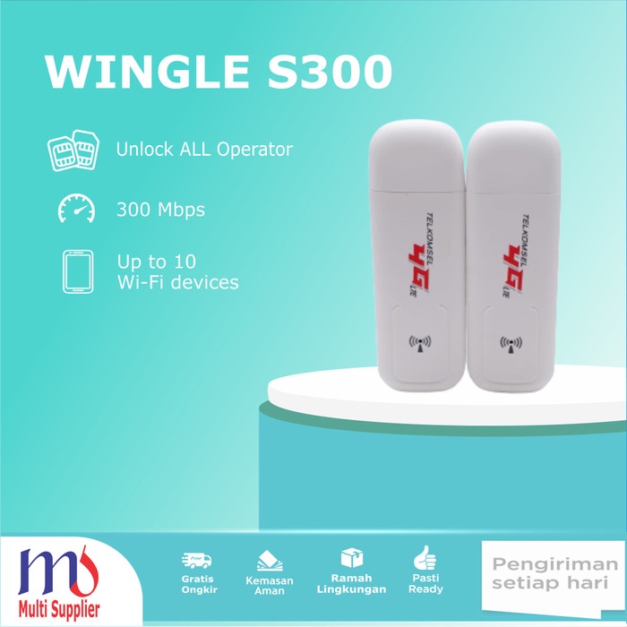 MODEM WIFI USB 4G TELKOMSEL 300Mbps Unlock Gratis Kartu Telkomsel