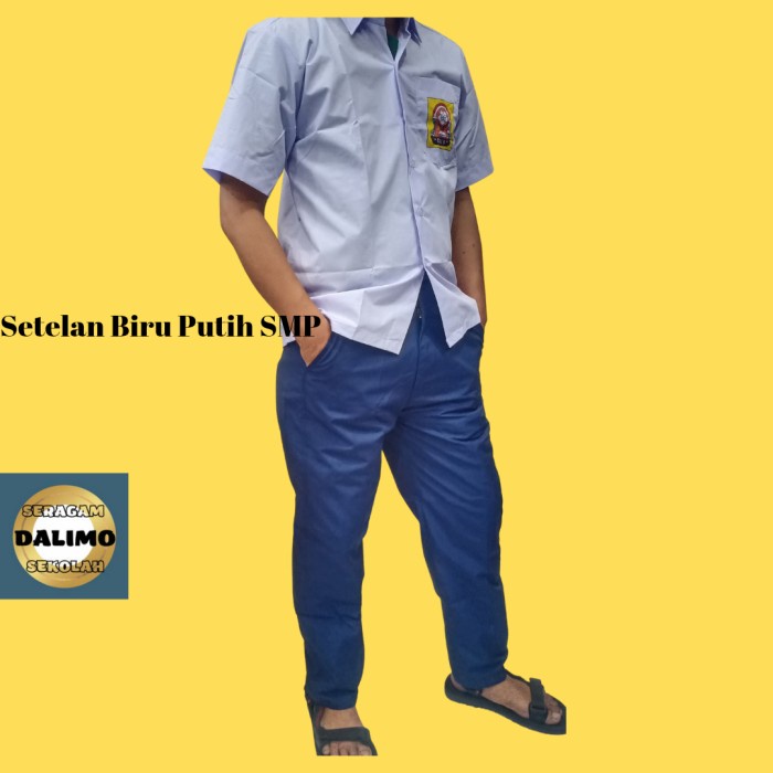 Setelan Celana Biru Putih SMP Seragam DALIMO Setalah Putih Biru SMP