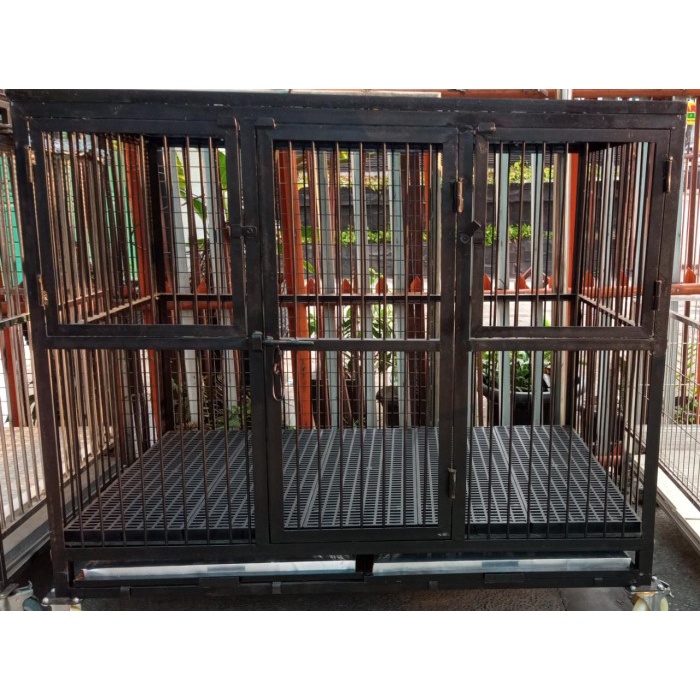Kandang Anjing Besi Knock Down Besar (Hitam)