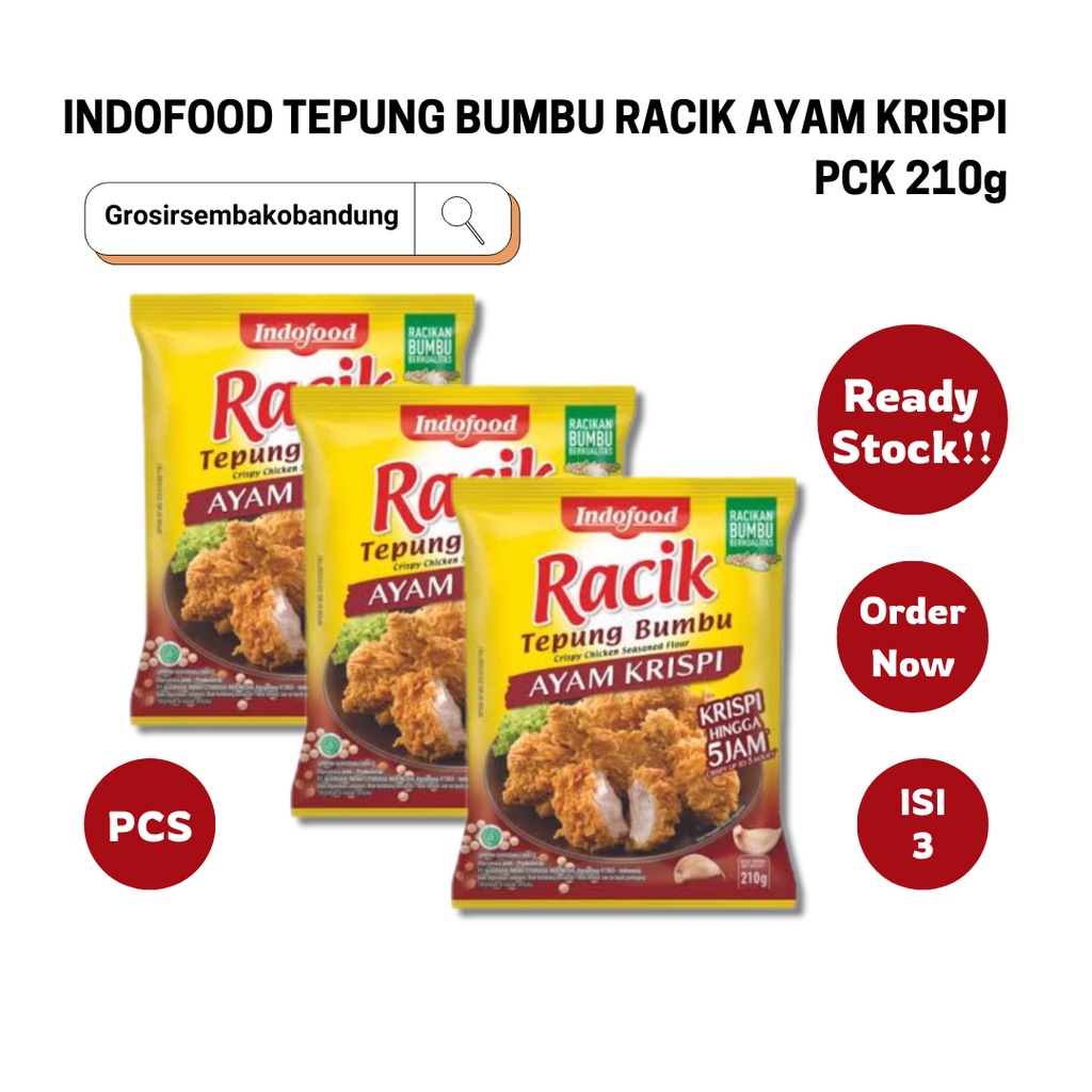 

INDOFOOD TEPUNG BUMBU RACIK AYAM KRISPI PCK 210g - 3 PCS - Kota Bandung