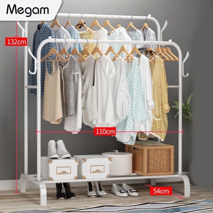 Megam Stand Hanger Rak Gantungan Baju Double HSH101