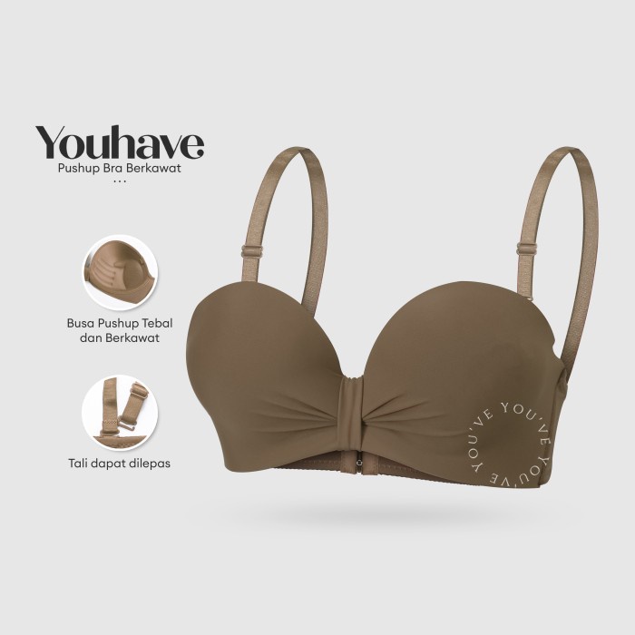 BH Bra Seamless Half Cup B Pushup Kawat Kait3 Tali Bisa Dilepas 100196