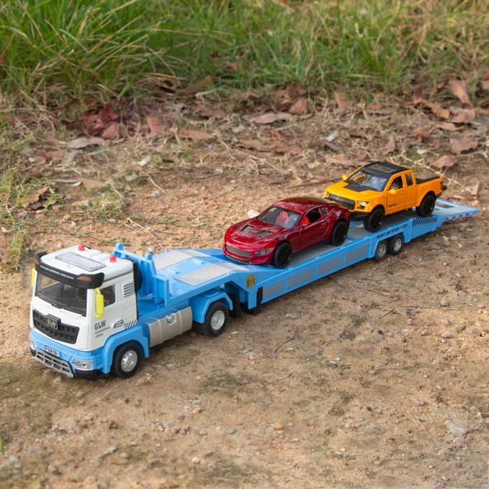 Mainan Mobil Mobilan Plastik Anak Permainan Truk Mobil Gandeng Pengangkut Excavator Lengkap Musik