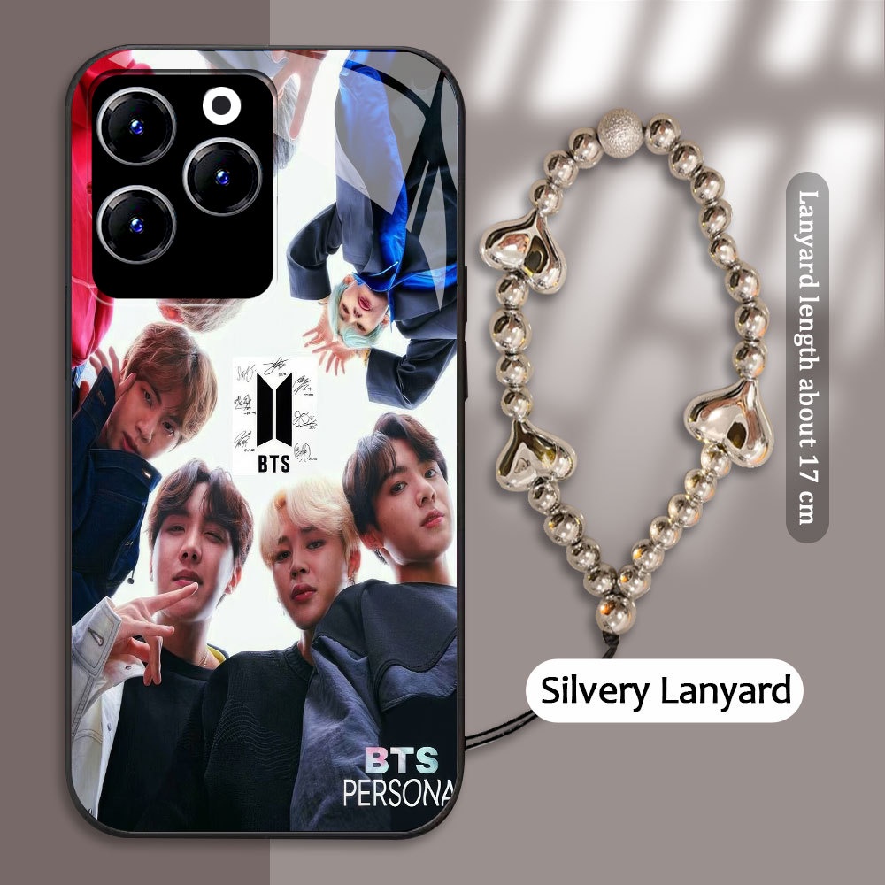 Tempered Glass case For Infinix Hot 9 10 11 PLAY 30i 40 kasing Handphone  BTS PERSONA Semua Casing K