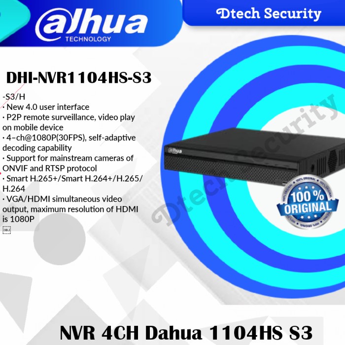 NVR Dahua 4 anel Nvr 1104HS New Series