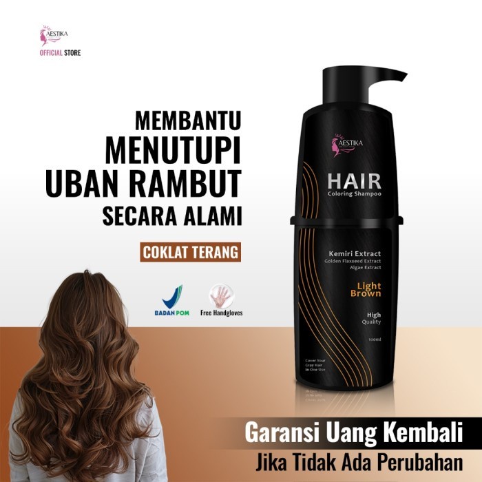 PROMO AESTIKA LIGHT BROWN HAIR COLORING SHAMPO - SHAMPO PEWARNA UBAN COKLAT TERANG, SHAMPO PEWARNA