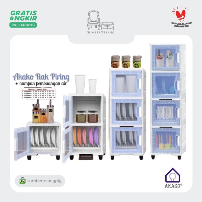 Akako Rak Piring Plastik Lemari Piring Murah Rak Dapur Lemari Dapur