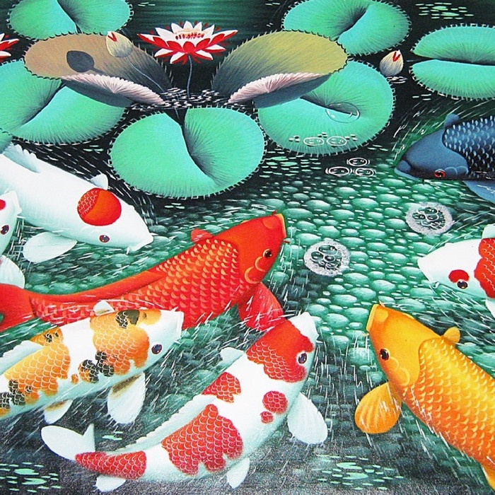 Lukisan Ikan Koi 9 Ukuran Besar Motif Menarik