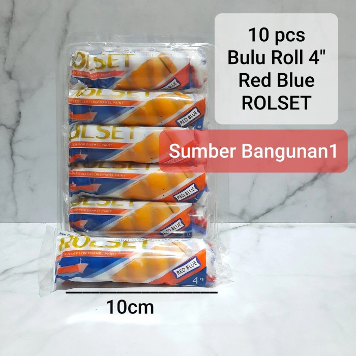 PROMO Bulu Roll kecil 4" Red Blue ROLSET (10 pcs) isi kuas roller cat minyak