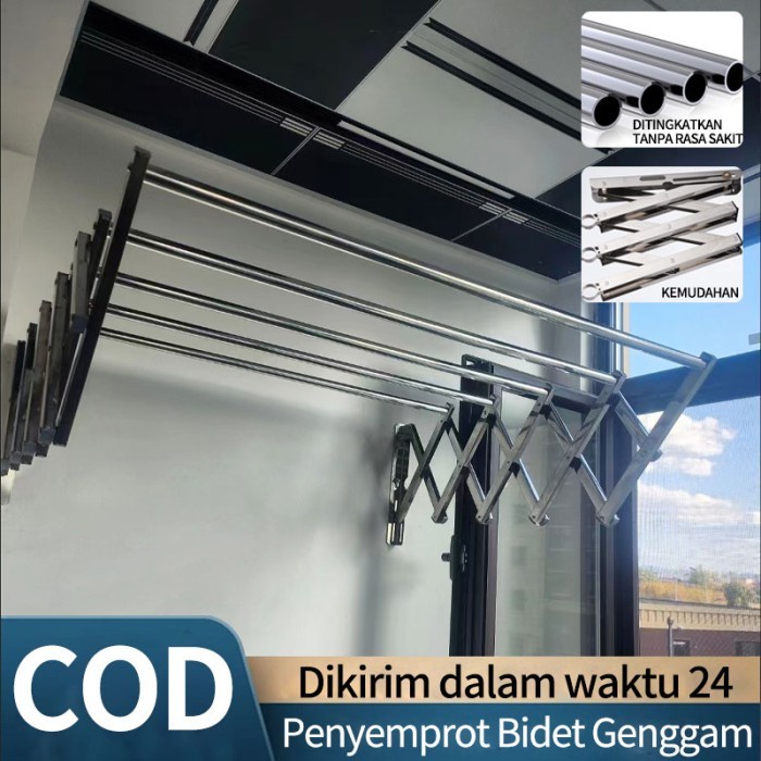 [mzsts] - Jemuran Dinding lipat Stainless Jemuran Baju Dinding 200cm Jemuran Pakaian Dinding