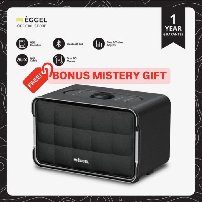 Sale Eggel Home Bluetooth Speaker + Alarm Clock + Fm Radio + Micro Sd + Aux